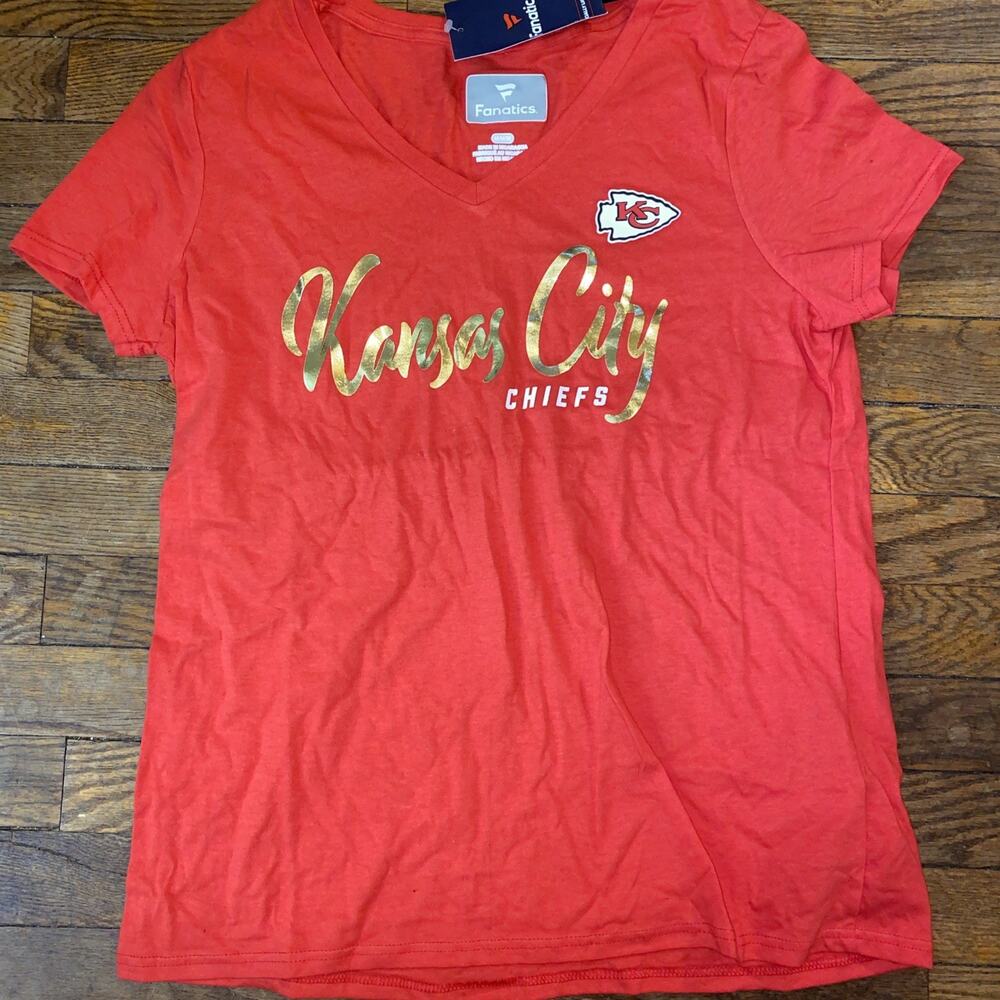 Fanatics Womens Kansas City Chiefs V Neck Tee Medium NWT